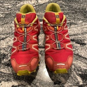 Salomon Speedcross 3 Red and Yellow Shoes size 8